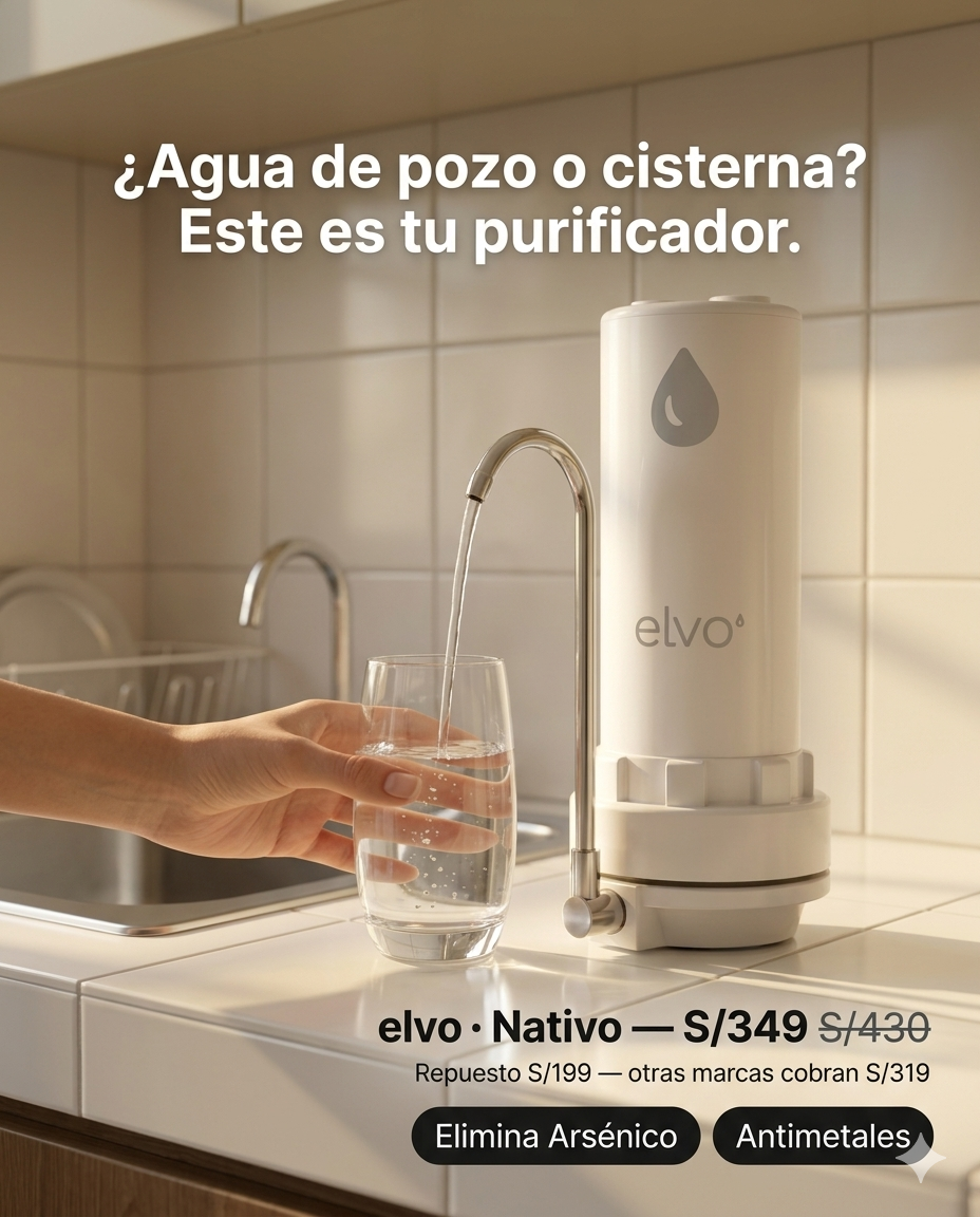 elvo· Nativo — Purificador de Agua Antimetales Elimina Arsénico Directo al Caño