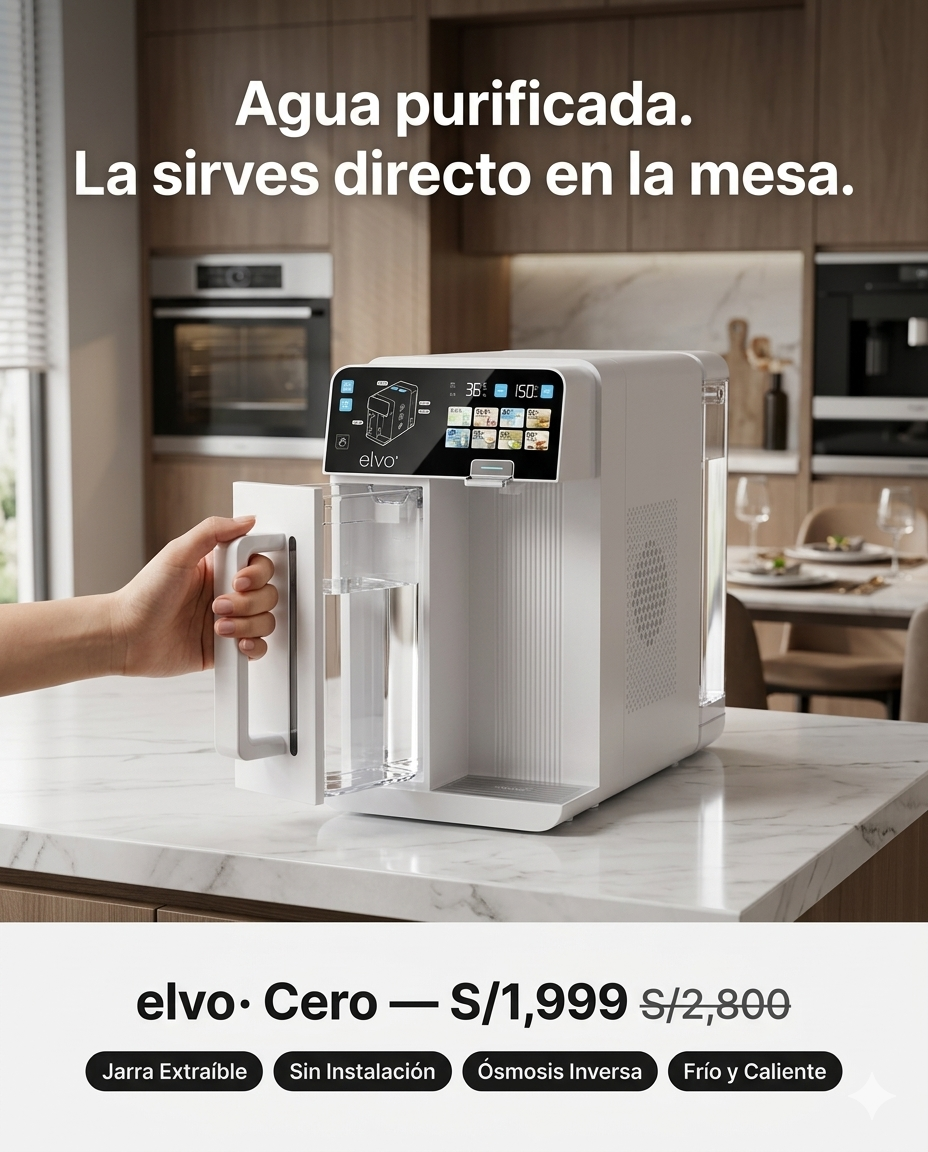 elvo· Cero — Purificador Osmosis Inversa con Agua Fria y Caliente Instantanea Sin Instalacion